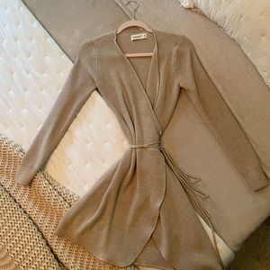 Women's Long-Sleeve Wrap Mini Sweater Dress